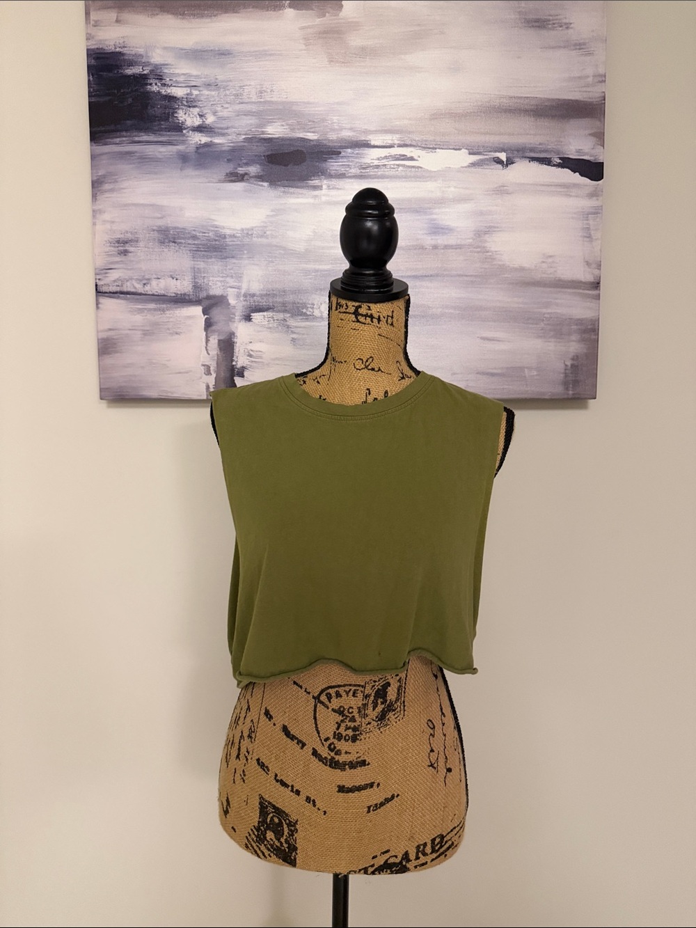 Forever 21 Olive Green Sleeveless Cropped Tank Top